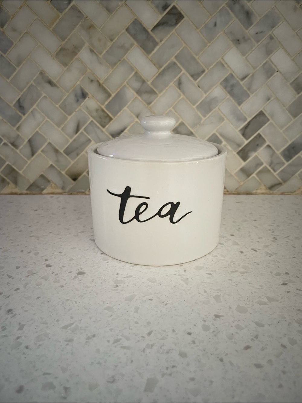 White Target Threshold Tea Canister Container with Lid Farmhouse 4in